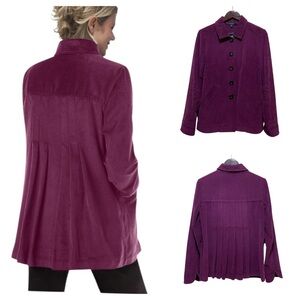Vintage Chadwicks Corduroy Barn Coat Jacket Shacket Pleated Back Purple